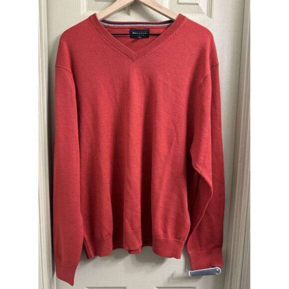 Bonobos Men's XXL 2XL 100% Extra Fine Merino Wool Red Classic V‎ Neck Sweater